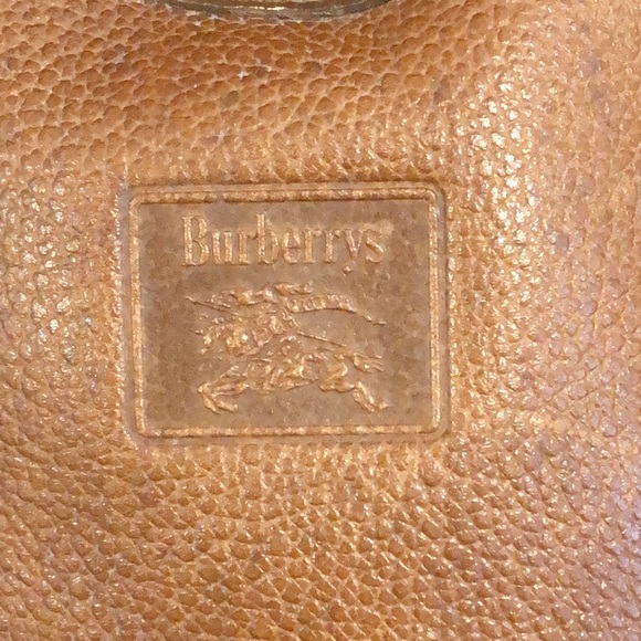 BURBERRYS Leather Bucket Drawstring Bag Nova Check Lining Authentic VTG - Picture 3 of 13